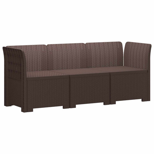 3-Seater Garden Sofa Rattan Look PP Brown