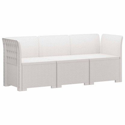 3-Seater Garden Sofa Rattan Look PP White