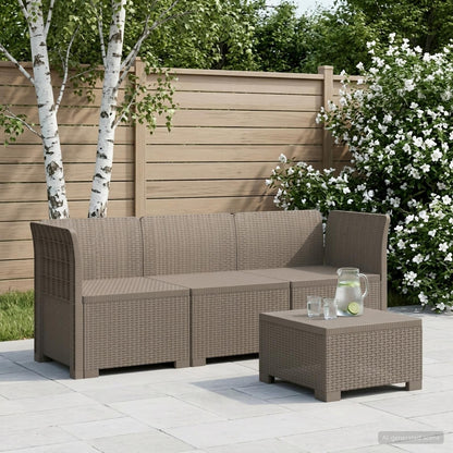 3-Seater Garden Sofa Rattan Look PP Light Grey