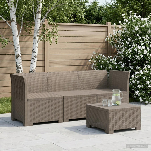 3-Seater Garden Sofa Rattan Look PP Light Grey