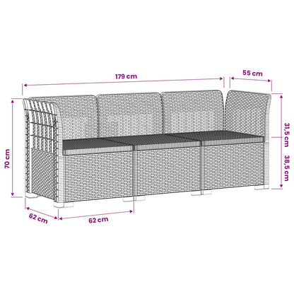 3-Seater Garden Sofa Rattan Look PP Light Grey