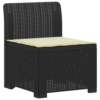 3-Seater Garden Sofa with Cushions Rattan Look PP Anthracite