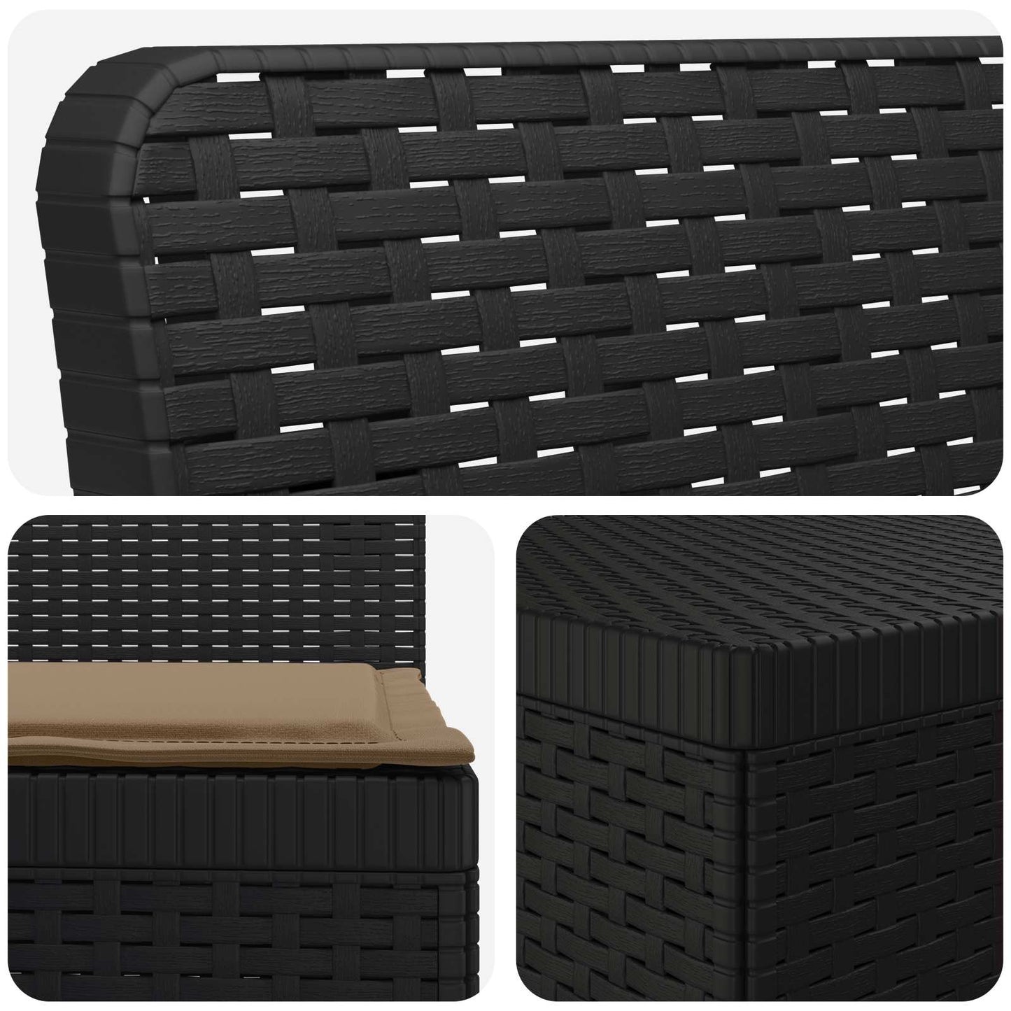3-Seater Garden Sofa with Cushions Rattan Look PP Anthracite