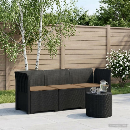 3-Seater Garden Sofa with Cushions Rattan Look PP Anthracite