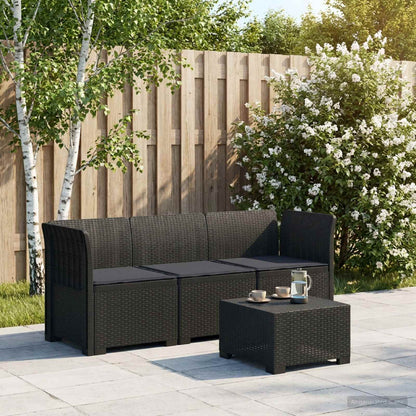 3-Seater Garden Sofa with Cushions Rattan Look PP Anthracite