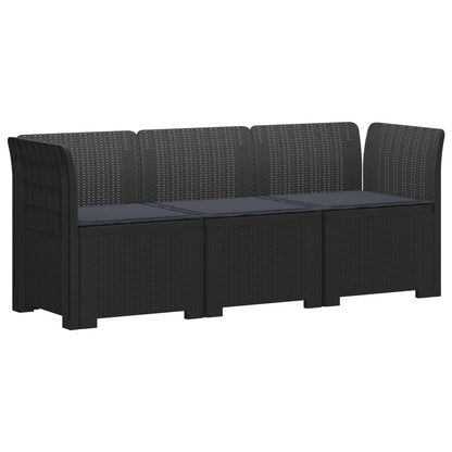 3-Seater Garden Sofa with Cushions Rattan Look PP Anthracite