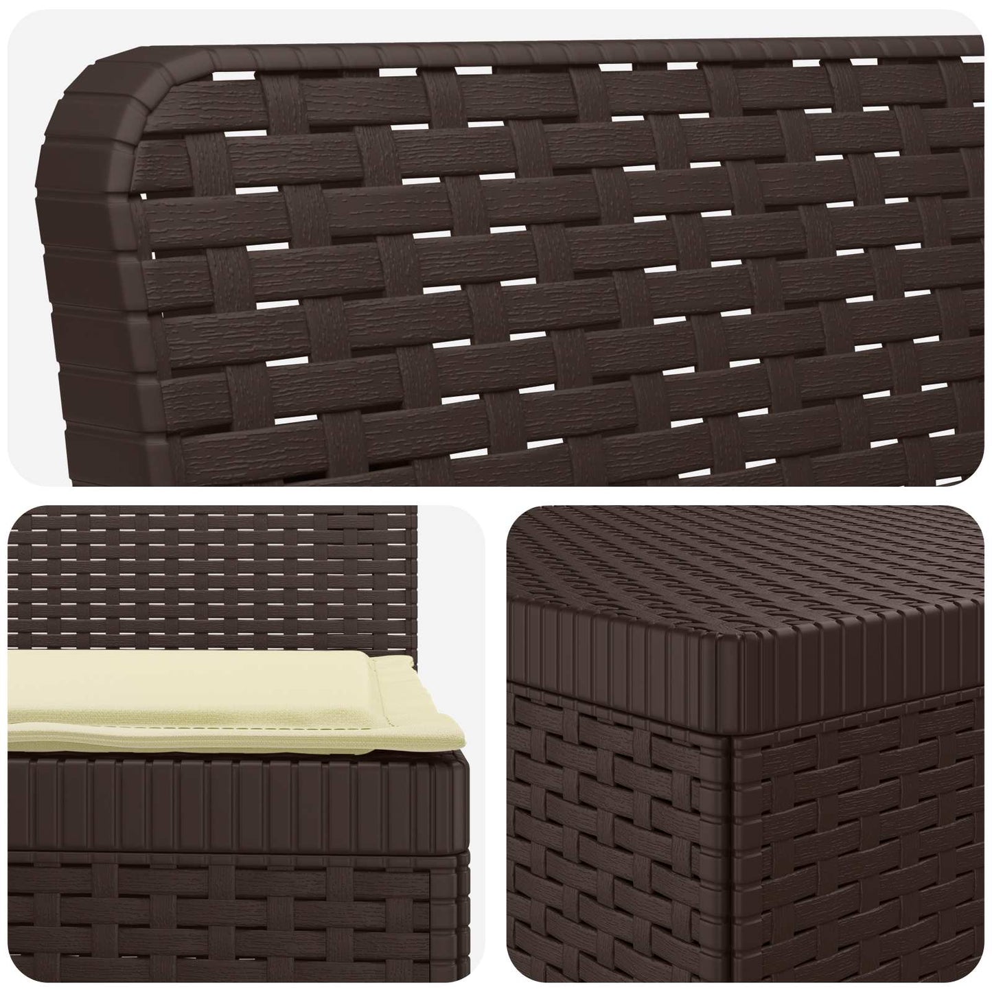 3-Seater Garden Sofa with Cushions Rattan Look PP Brown
