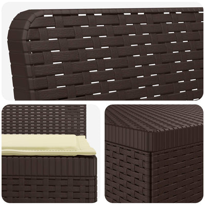 3-Seater Garden Sofa with Cushions Rattan Look PP Brown