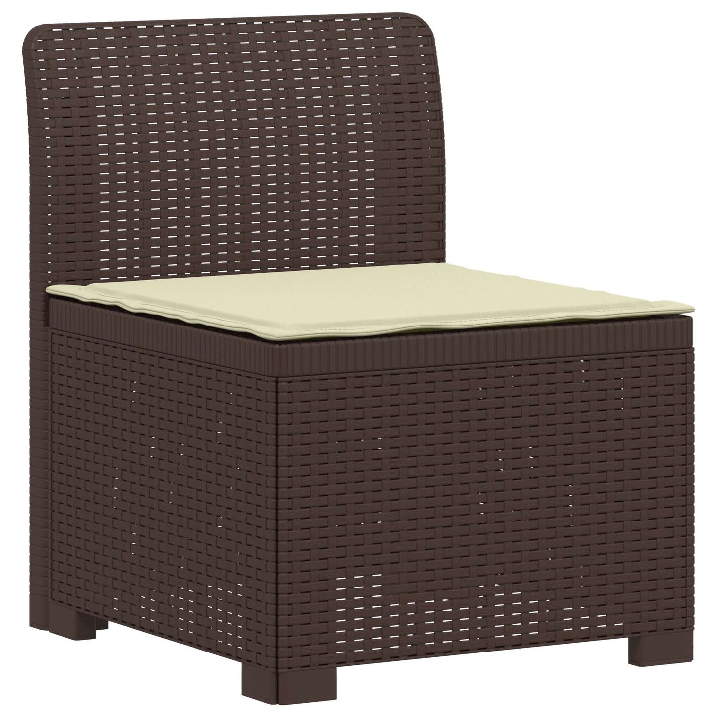 3-Seater Garden Sofa with Cushions Rattan Look PP Brown