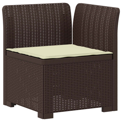 3-Seater Garden Sofa with Cushions Rattan Look PP Brown