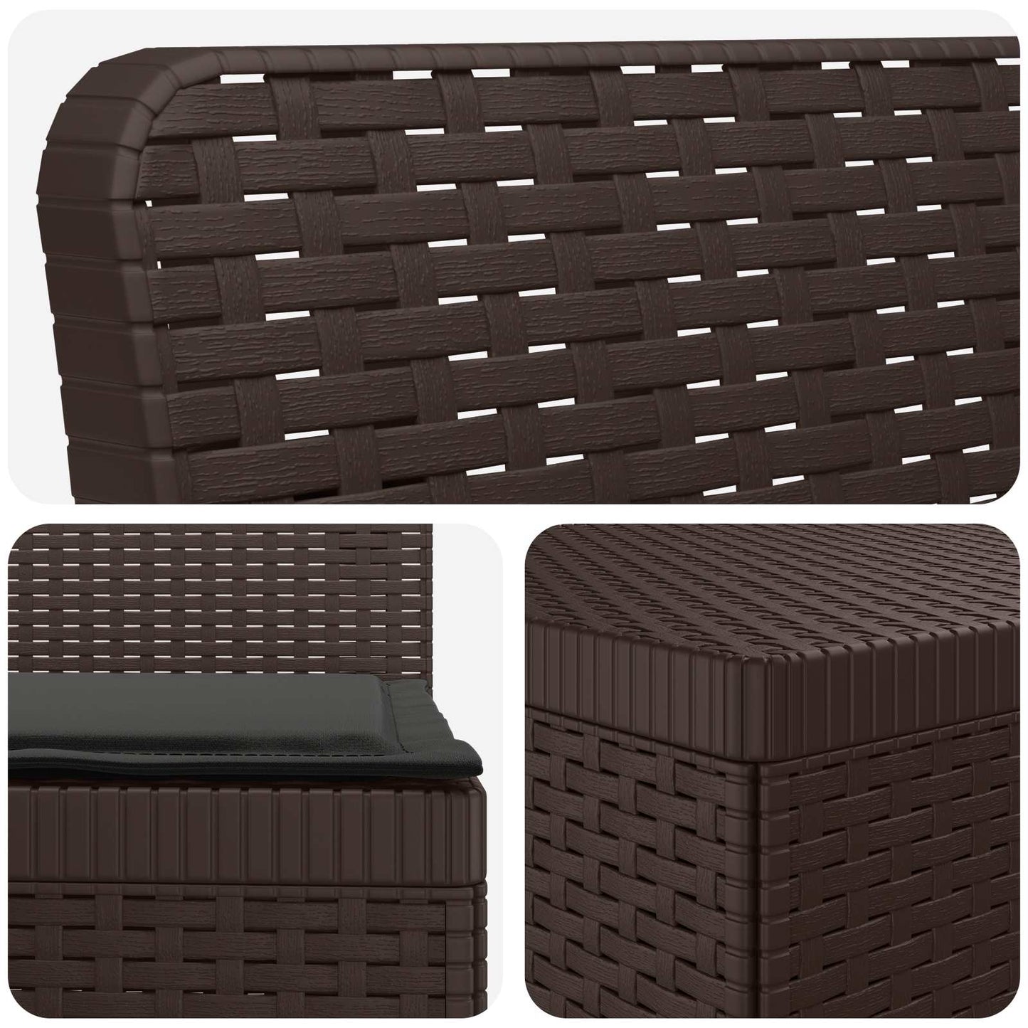 3-Seater Garden Sofa with Cushions Rattan Look PP Brown