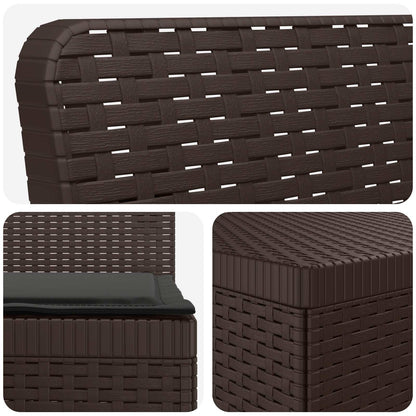 3-Seater Garden Sofa with Cushions Rattan Look PP Brown