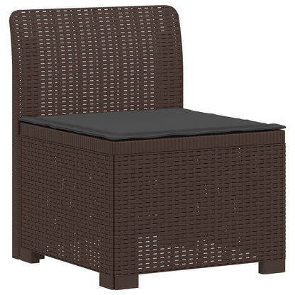 3-Seater Garden Sofa with Cushions Rattan Look PP Brown