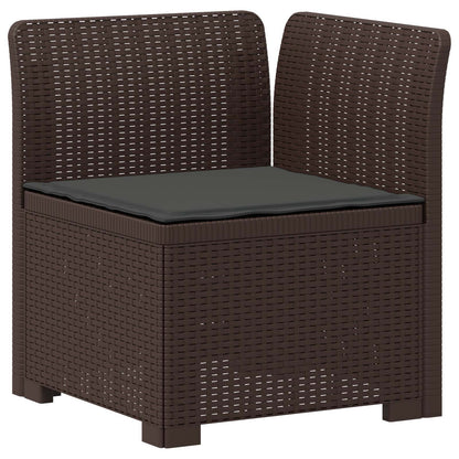 3-Seater Garden Sofa with Cushions Rattan Look PP Brown