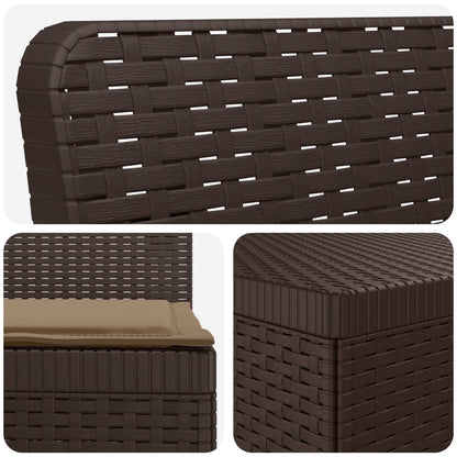 3-Seater Garden Sofa with Cushions Rattan Look PP Brown