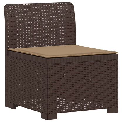 3-Seater Garden Sofa with Cushions Rattan Look PP Brown