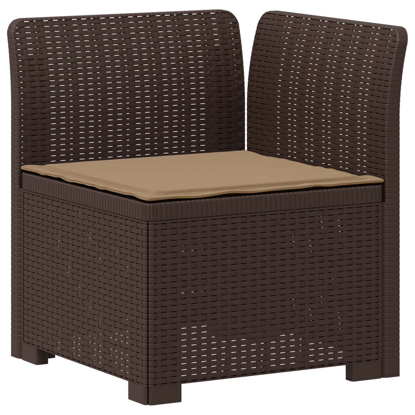 3-Seater Garden Sofa with Cushions Rattan Look PP Brown