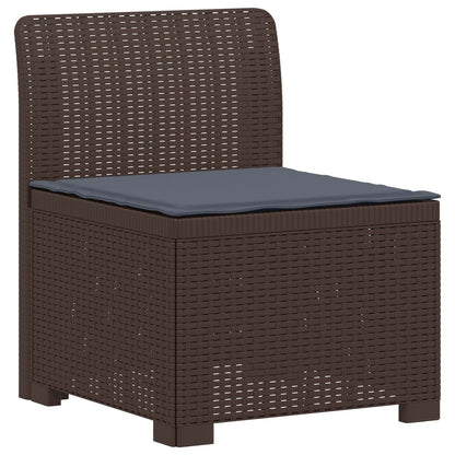 3-Seater Garden Sofa with Cushions Rattan Look PP Brown