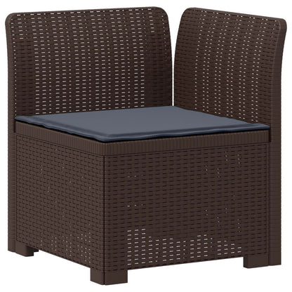 3-Seater Garden Sofa with Cushions Rattan Look PP Brown