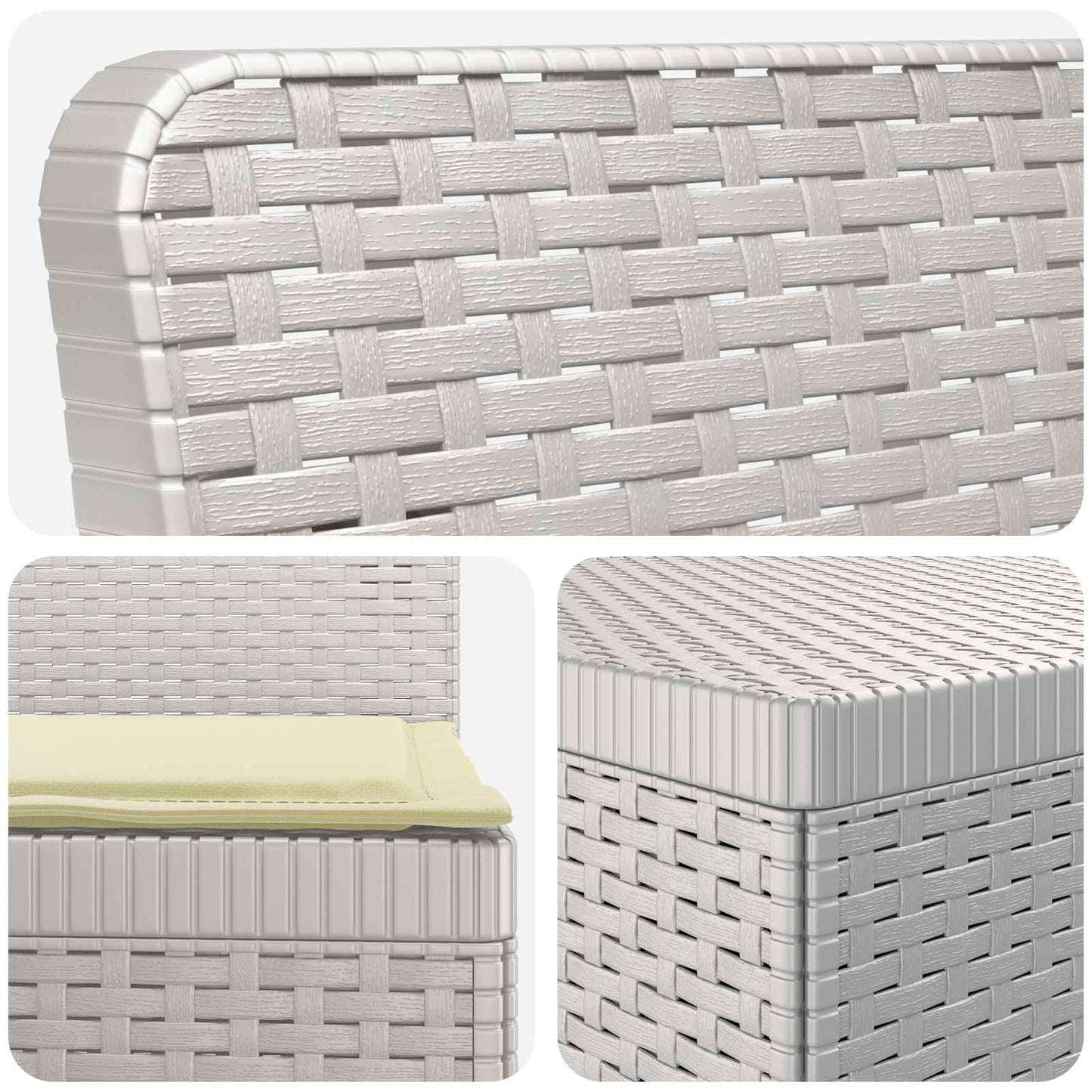 3-Seater Garden Sofa with Cushions Rattan Look PP White