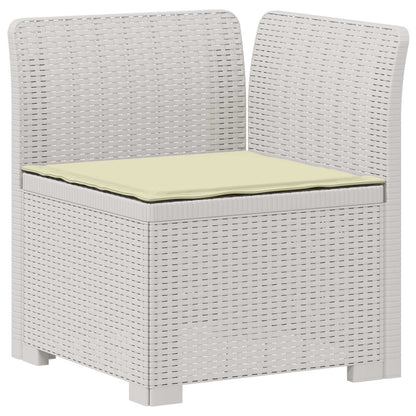 3-Seater Garden Sofa with Cushions Rattan Look PP White