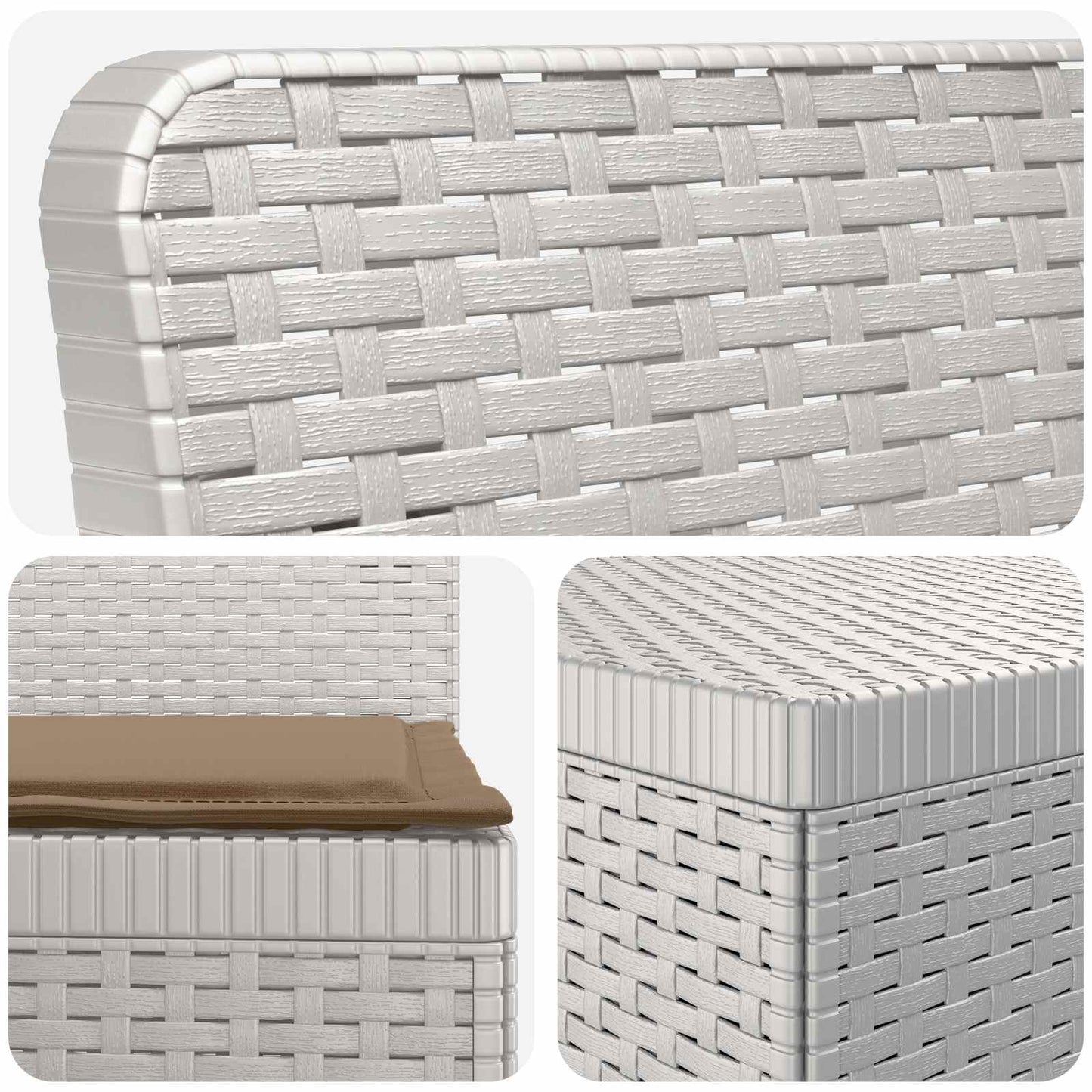 3-Seater Garden Sofa with Cushions Rattan Look PP White