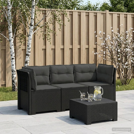 3-Seater Garden Sofa with Cushions Rattan Look PP Anthracite