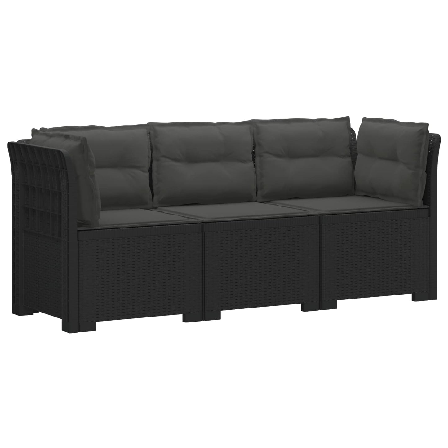 3-Seater Garden Sofa with Cushions Rattan Look PP Anthracite