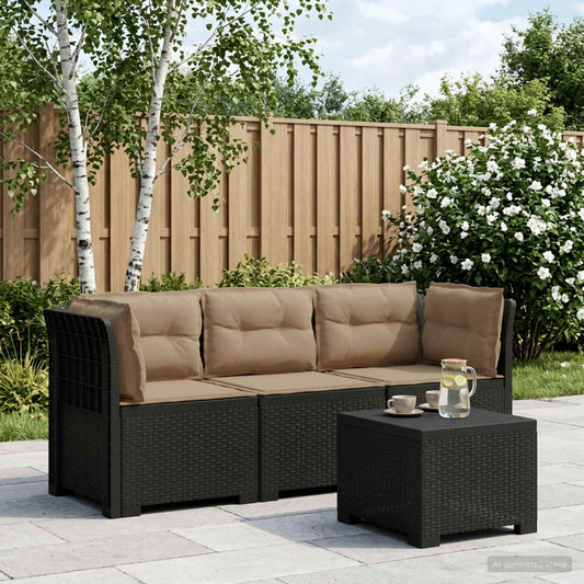 3-Seater Garden Sofa with Cushions Rattan Look PP Anthracite