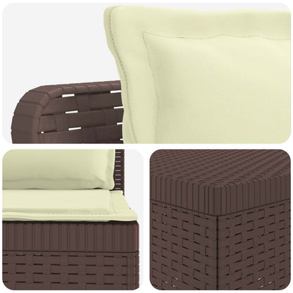 3-Seater Garden Sofa with Cushions Rattan Look PP Brown