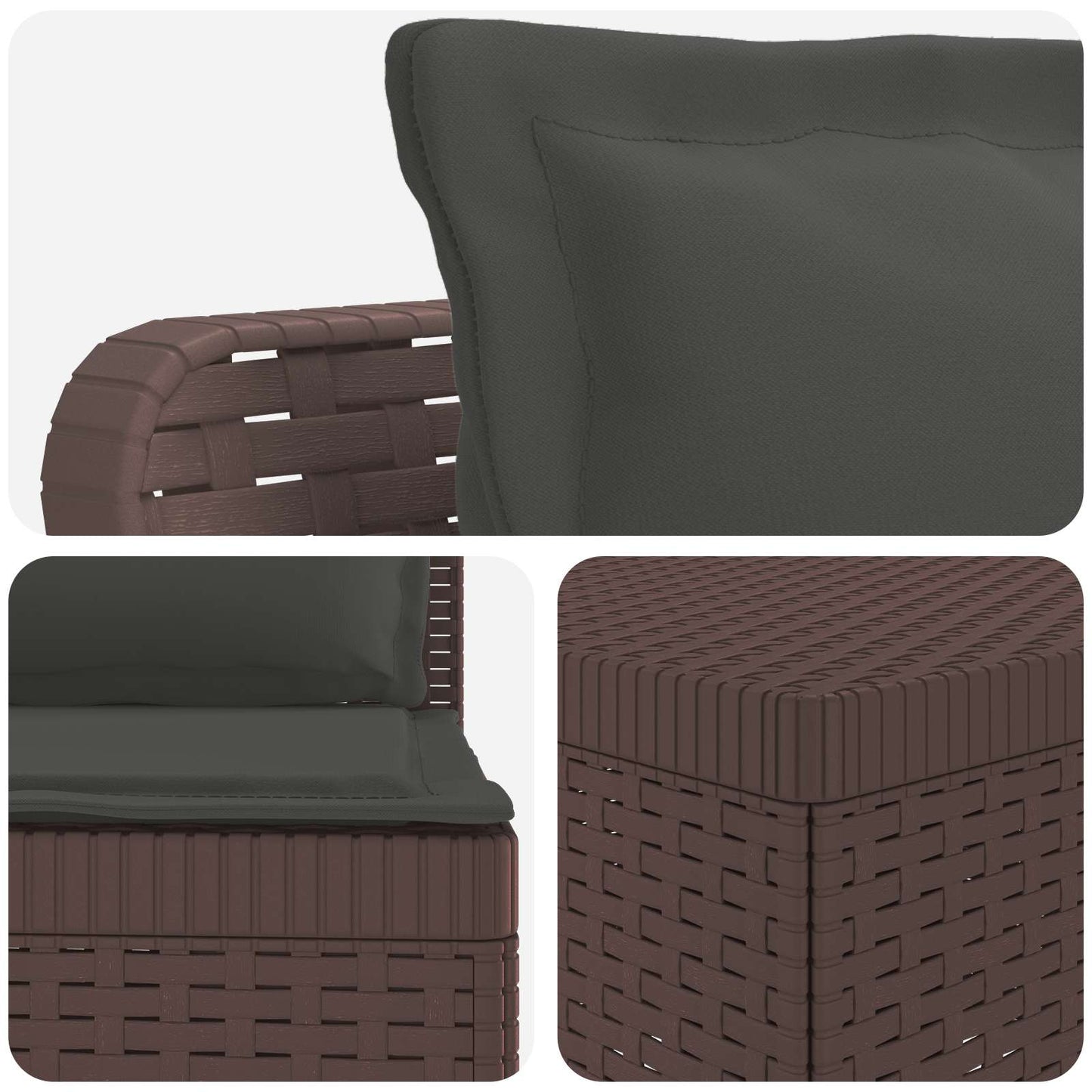 3-Seater Garden Sofa with Cushions Rattan Look PP Brown