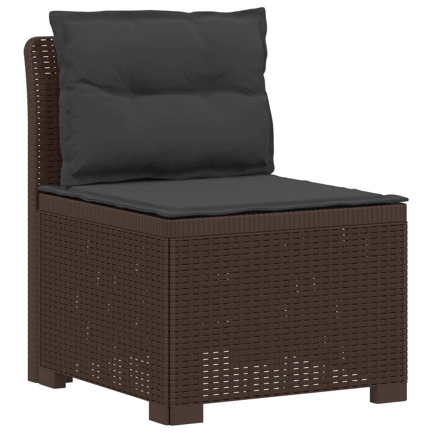3-Seater Garden Sofa with Cushions Rattan Look PP Brown