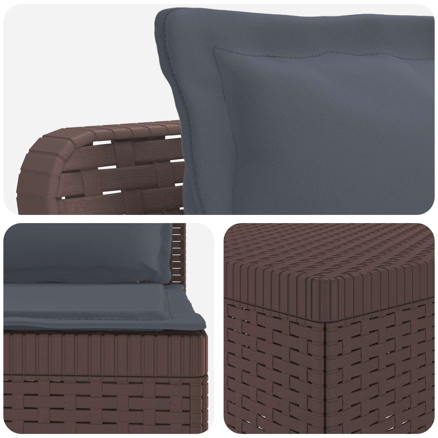 3-Seater Garden Sofa with Cushions Rattan Look PP Brown
