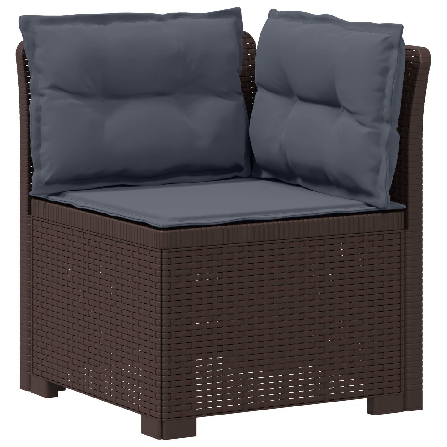 3-Seater Garden Sofa with Cushions Rattan Look PP Brown