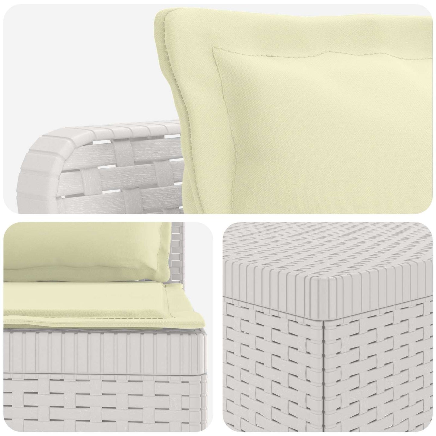 3-Seater Garden Sofa with Cushions Rattan Look PP White