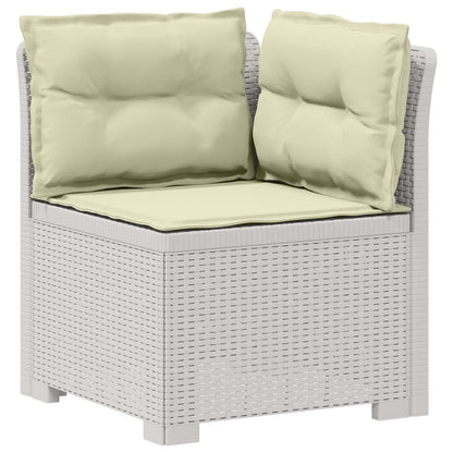 3-Seater Garden Sofa with Cushions Rattan Look PP White