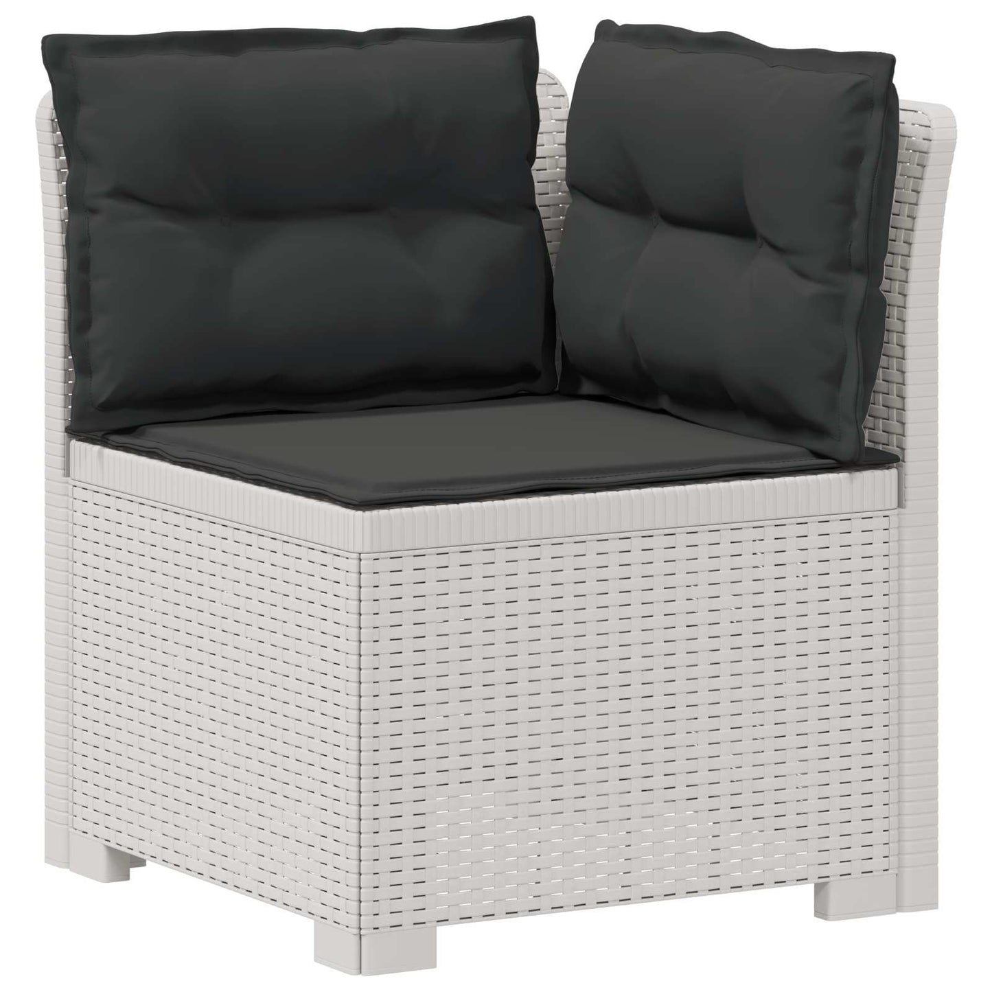 3-Seater Garden Sofa with Cushions Rattan Look PP White
