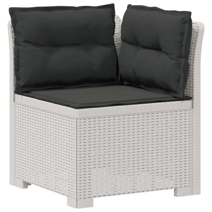 3-Seater Garden Sofa with Cushions Rattan Look PP White