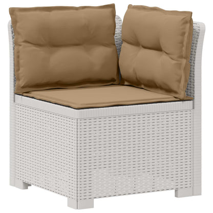 3-Seater Garden Sofa with Cushions Rattan Look PP White