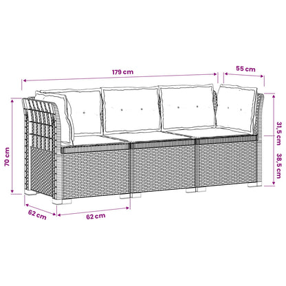3-Seater Garden Sofa with Cushions Rattan Look PP White
