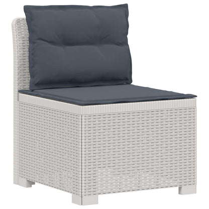 3-Seater Garden Sofa with Cushions Rattan Look PP White