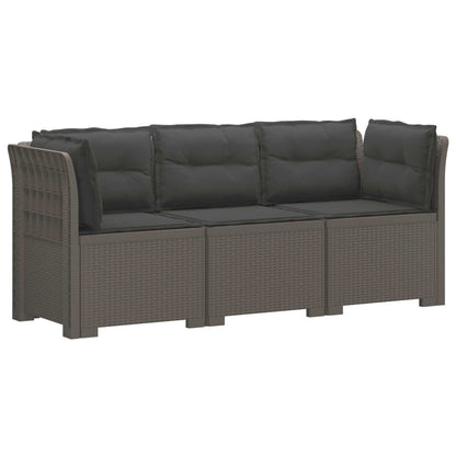 3-Seater Garden Sofa with Cushions Rattan Look PP Light Grey