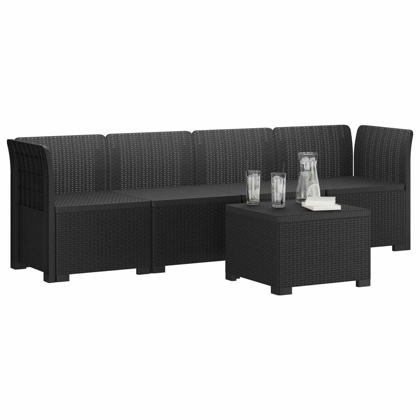 4-Seater Garden Sofa Rattan Look PP Anthracite