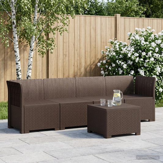 4-Seater Garden Sofa Rattan Look PP Brown