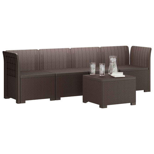 4-Seater Garden Sofa Rattan Look PP Brown