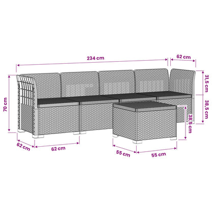 4-Seater Garden Sofa Rattan Look PP White