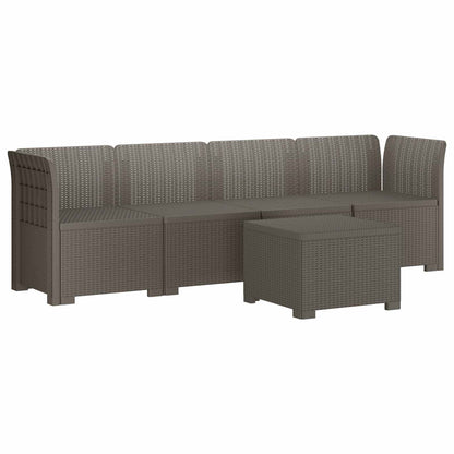 4-Seater Garden Sofa Rattan Look PP Light Grey