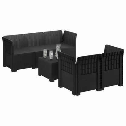 5-Seater Garden Sofa Rattan Look PP Anthracite