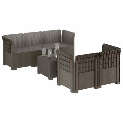 5-Seater Garden Sofa Rattan Look PP Light Grey
