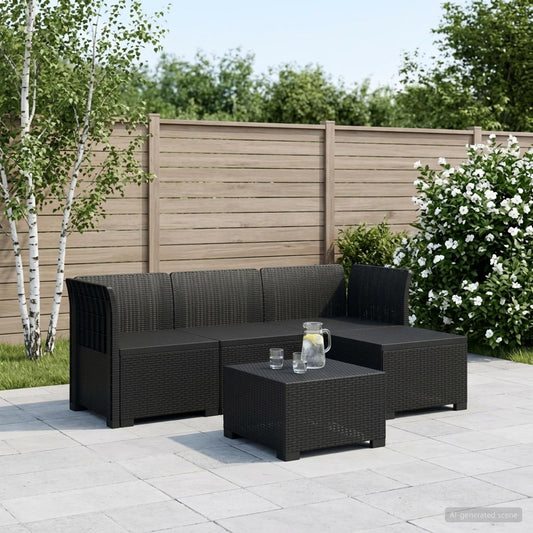4-Seater Garden Sofa Rattan Look PP Anthracite
